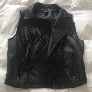Pleather vest with fringe